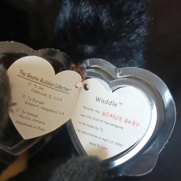 Ty Large Plush Beanie Buddy tylon Waddle the Penguin rare vintage 1998 - Picture 4 of 9